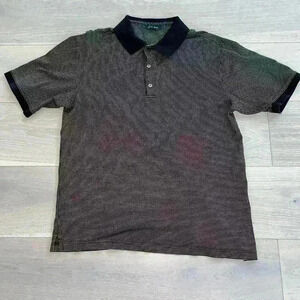 Bobby Jones Collection black gold  Spotted Short Sleeve Golf Polo Shirt Size M